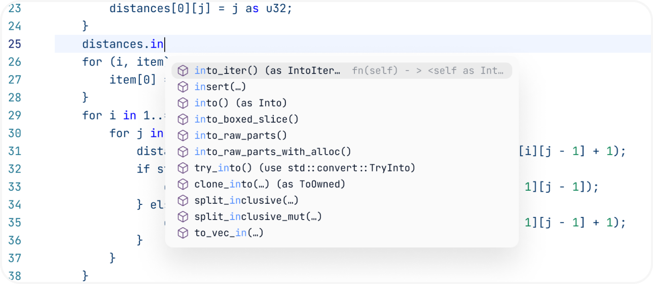 Lightly Rust IDE 代码智能补全